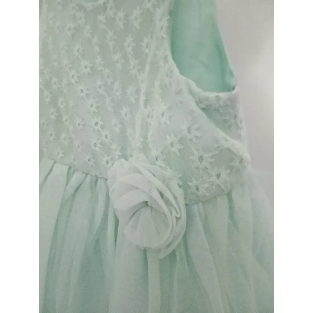 Cherokee Girls Mint Green Lace Tulle Flower Special Occasion Party Dress Size 4T